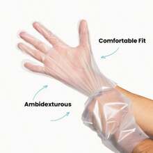 100pcs Thick Cleaning Gloves, Designed For Kitchen Preparation, & Washing, Dishwashing And Daily Cooking, Transparent & Lightweight, Comfortable Fit, Flexible Touch, Suitable For Household Use - Clear - View 10
