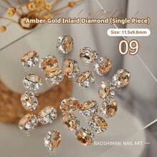 BAOSHIMAN Amber Color Square, Oval Nail Gems, Luxury Nail Art Accessories, Rhinestone Nail Jewelry For Women, Suitable For Acrylic Nail Design, Crystal, Half Round And DIY Nail Art Decorations, Valentine's Day, New Year Nail Supplies Nails - Multicolor - View 8