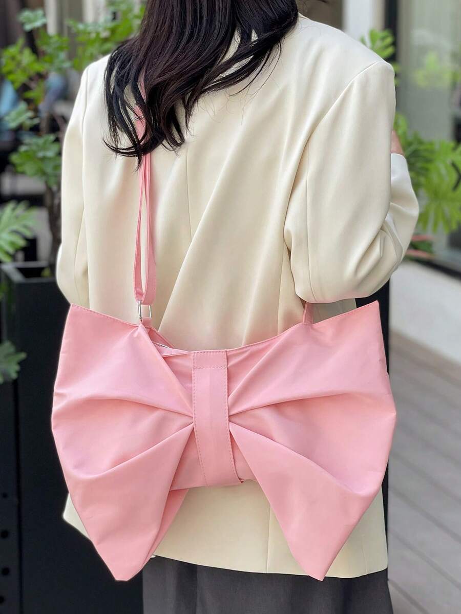 Túi đeo chéo nơ xinh xắn, dung tích lớn, thời trang dành cho nữ. - Màu Hồng baby - Xem 1