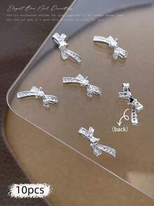 10/100/500pcs 3D Silver Bow Heart Nail Art Decorations, Korean Style Metal Bow, Star, Moon Nail Jewelry, Y2K Punk Nail Gems, DIY For Acrylic Nail Stickers, Phone Cases, Shoes, Clothes, Bags Nails Nail Supplies Nail Charms - Multicolor - View 22