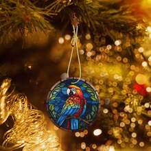 Parrot Ceramic Christmas Hanging Ornament For Xmas Tree Wedding Holiday Party Home Decor - 彩色鸚鵡 - 查看 6