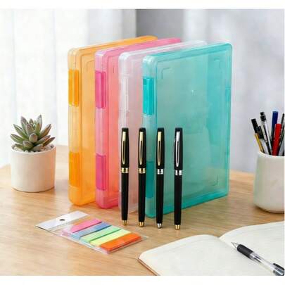A4 Desktop File Organizer Box, Transparent Plastic Document Storage Box, Suitable For Living Room, Bedroom, Home, Kitchen, Dorm, Office, Storage, Organizer, Basket, Room Organization, Trash Can, Gift Basket, Gift Box, Cabinet, Home Decor, Kitchen Accessories