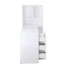 Corner Desk With Integrated Bookcase, 117 * 63 * 135 Cm, Desk With 4 Storage Compartments And 3 Sliding Drawers, White