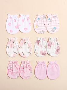 6 pares de manoplas antirasguños para bebés de 0-3M, guantes protectores multicolor para recién nacidos - Multicolor - Ver 2