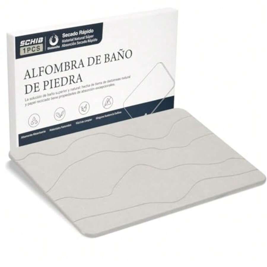 CYPNTapete de Baño de Piedra de Lujo Regalos de Navidad Año Nuevo Antideslizante Tapete de Ducha de Tierra de Diatomea Ecológico Superficie Absorbente Instantánea Apto para Tina de BañoFashion - C-blanquecino - Ver 1