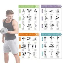 4pcs Strength Training And Muscle Building Fitness Posters, Frameless Design, 8x10 Inches, 2D Flat Pattern, Paper Material, For Leg, Chest, Back, Arm Workout Wall Art Decor, Home Gym, Fitness Posters, Exercise Posters, Suitable For Room Decoration - Multicolor - View 2