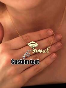 Customized Personalized Graduation Name Necklace, 2026 Graduation Gift, Customized Name Jewelry, Heart-Shaped Pendant Suitable For Daily Wear, Great Gift For Girlfriend, Family, Friends, Applicable For Anniversary, Birthday, Mother's Day, Valentine's Day, Graduation Ceremony, Wedding, Back To School Season, Elegant, Romantic, Practical, Minimalist Classic Style Gift - Gold - View 1