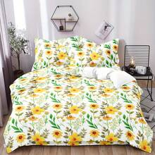 Floral Quilt Doona Duvet Cover Set Double King Size 3pcs Quilt Cover Set Soft Microfiber Breathable Bedding Set For All Season - 03 - View 9