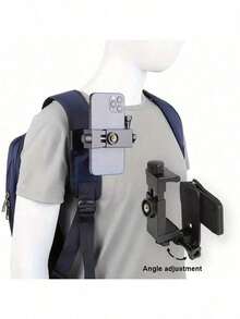 黑色ABS材质四合一智能手机第一人称视角户外直播录制支架，带背包肩带，可固定拍摄，情人节礼物 - 黑色 - 查看 1