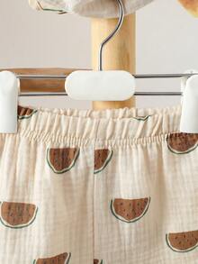 Nouveau style ensemble 2 pièces pour bébé garçon avec Top imprimé à col rond sans manches et shorts mignons, convient pour les vacances et les sorties quotidiennes - Nude - Voir 7