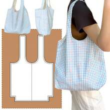 Kraft Paper Sewing Pattern: Large Vest-Style Market Tote - Grocery Bag Template (45x40cm / 17.7"X15.7") - DIY Friendly Shoulder Bag Project Beginner Sewing Pattern: Slouchy Hobo Shoulder Bag - Simple Vest Handle Design Easy Weekend Project Sewing Templates Sewing Pattern Sewing Supplies Sewing Accessories And Supplies (Pattern Only) - A - View 2