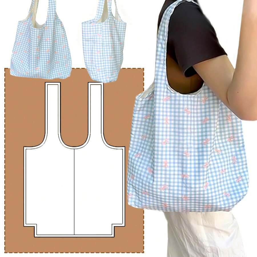 Kraft Paper Sewing Pattern: Large Vest-Style Market Tote - Grocery Bag Template (45x40cm / 17.7"X15.7") - DIY Friendly Shoulder Bag Project Beginner Sewing Pattern: Slouchy Hobo Shoulder Bag - Simple Vest Handle Design Easy Weekend Project Sewing Templates Sewing Pattern Sewing Supplies Sewing Accessories And Supplies (Pattern Only)