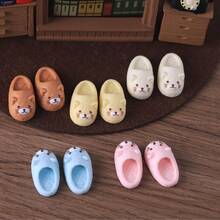 5 Pairs Mini Cute Resin Cat Slippers, Adorable Healing Style Solid Color 3D Cat Shape Anti-Slip Textured Details, DIY Doll House Decor, Daily Ornaments, Miniature Doll House Toys, Handmade Accessories For Miniature Scene Building - Multicolor - View 10