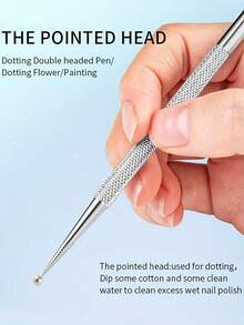 4支/2支/1支美甲钢推棒，美甲沙龙斜角钢推棒，双头美甲辅助工具，不锈钢美甲死皮推棒，死皮钢推棒 - 銀色 - 查看 4