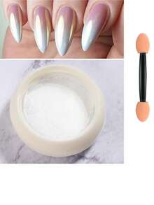 6件装Y2K全息独角兽激光美甲粉，极光彩虹霓虹美人鱼珍珠镜面变色龙反光闪粉美甲粉，带刷子，用于美甲装饰 - 彩色 - 查看 8