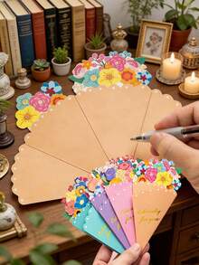 16张/套创意季节花束贺卡，适用于母亲节、婚礼、周年纪念日、生日、教师节、情人节，以及作为礼物送给朋友。它们是送给您挚爱的完美礼物，一定会给您带来无尽的喜悦。它们也适合作为返校季礼物和学习用品。 - 彩色 - 查看 2