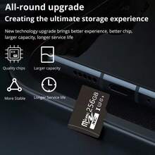1件 512GB/256GB/128GB/64GB/32GB/16GB 高速快閃 TF 卡附轉接卡 - U3 C10 記憶卡，相容於平板電腦、相機、手機、筆記型電腦、PC、汽車音響、遊戲主機 - 優雅記憶卡設計 | 耐用結構，適用於數位相機 - 黑色 - 查看 3
