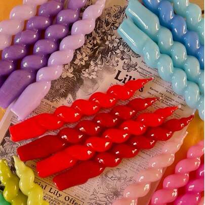 1支/6支装 - 香氛螺旋长条蜡烛/纯色香氛蜡烛/独特长条蜡烛/高端长条蜡烛/优雅装饰/马卡龙纯色长条蜡烛，适合北欧风格婚礼礼品