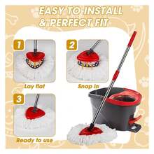 Spin Mop Replacement Heads 3-Pack - Microfiber Mop Refills Compatible With O-Cedar EasyWring 1-System - Absorbent Cleaning Heads For Hardwood, Tile & Laminate Floors - Như Hình 192 - Xem 3