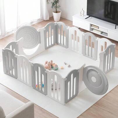 ベビーサークル RENEW 2ドア ハイタイプ クマさん扉 折りたたみ ジョイント式 簡単組立 滑り止め付 コンパクト キッズ 子供部屋