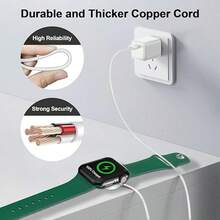 便携式磁吸式手表无线充电器，USB接口，兼容苹果S10/S9/S9/S8/S7/S6 Ultra/S5/S4/S3/S2/S6 SE系列，支持快速充电 - 白色 - 查看 3