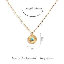 一件独特设计的304不锈钢绿松石吊坠项链，专为女性打造，时尚个性，百搭风格。 - 金色 - 查看 12