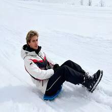 1pc Snowboard With Snowflake Patterns, Equipped With A Fixed Strap And A Tow Rope On The Surface, Suitable For Snow Sliding Scenarios, Practical And Rich In Design Details. - Multicolor - View 5