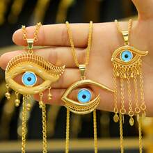 18k Gold Plated Vintage Arabic Style Pendant Necklace, Oval Shape, Bridal Wedding Party Jewelry Gift For Women - Pendant - View 11