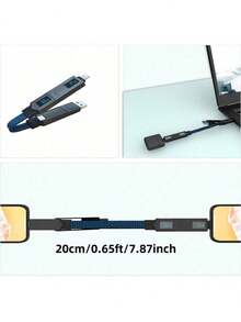 Cáp sạc siêu nhanh 4 trong 1, cáp dữ liệu hợp kim kẽm, tương thích với iPhone, phù hợp với Redmi, OnePlus, cáp sạc và đồng bộ dữ liệu USB C, nhỏ gọn và dễ mang theo. - Màn hình kỹ thuật số màu đen - Xem 3