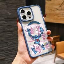 This Disney Lilo & Stitch Phone Case, Featuring Stitch And Angel Cartoon Characters, Boasts A Cute And Playful Design, A Simple And Stylish Appearance, And A Smooth And Comfortable Feel. It Features A Magnetic Back, Camera Protection, A Transparent And Fashionable Back Panel, And Reinforced Corners For Effective Drop Protection, Making It An Ideal Choice For Young People. This Phone Case Is Compatible With IPhone 17/16/15/14/13/...12/11/XR/XS/X Series And SamsungGalaxy S22, S23, S24, And S25 Series Phones. It's The Perfect Gift For Friends And Family. - Black - View 6