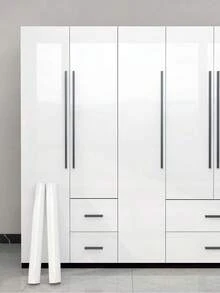 1 Roll Glossy Solid Color Self-Adhesive Wallpaper, Glossy Sticker Is Oil-Resistant And Easy To Clean, Suitable For Kitchen Stove, Bedroom, Living Room, Walls, Desktops, Cabinets, Furniture, Decorative Wallpaper - White - View 2