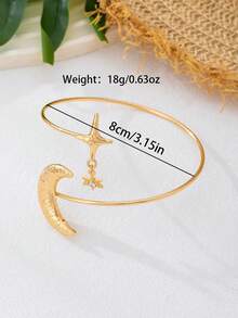 1 chiếc vòng tay kim loại mạ vàng hình mặt trời tối giản thời trang, phụ kiện đa năng phù hợp cho nữ, trang phục đi nghỉ mát. - Ngôi sao tám cánh vàng - Xem 2