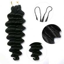 EAYON HAIR Loose Deep Wave Natural Color Crochet Human Hair Bundles Invisible Pre-Separated Human Crochet Hair 14-22 Inch 100 Strands/120G Miracle Knots Crochet Hair For Travel, Vacation, Holiday, Wedding, Summer Beach - Natural Black - 查看 6