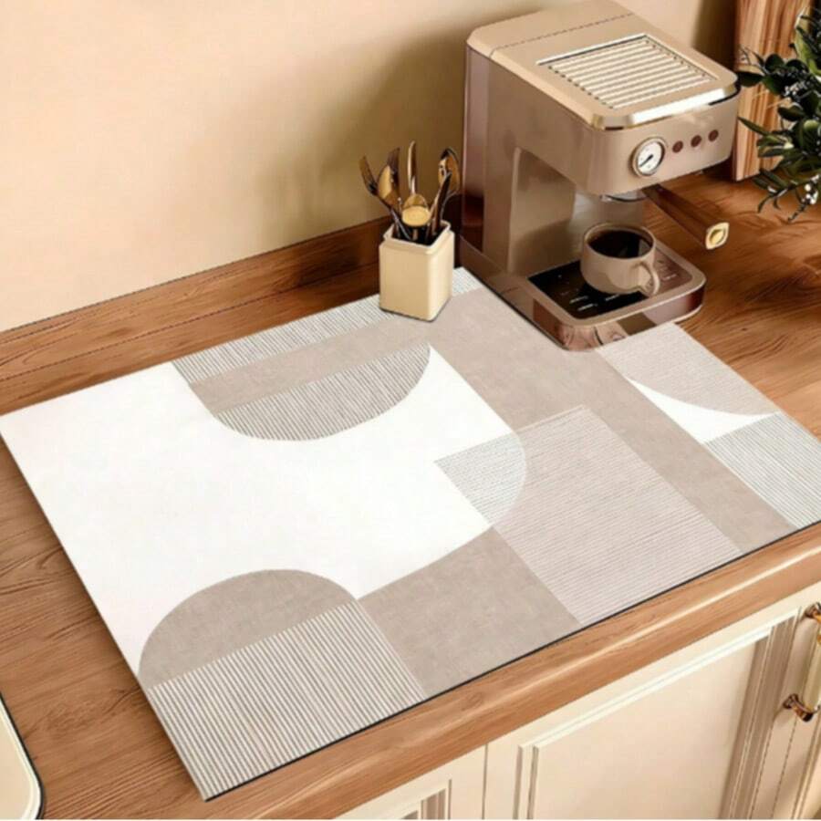 1 tấm thảm in họa tiết tối giản, có thể giặt và nhanh khô, dùng trang trí bàn, thảm thấm hút bồn rửa, có thể giặt, gấp gọn, nhanh khô và chống nấm mốc.