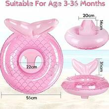 儿童泳池漂浮玩具，充气游泳圈，游泳漂浮带，夏季水上乐趣沙滩派对游泳池玩具，适合儿童水上活动 - 粉色 - 查看 5