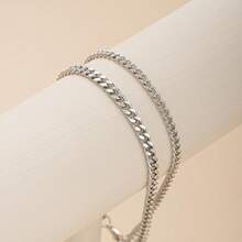 Layered Anklet Set For Women: Cuban + Curb Chain Ankle Bracelets (2pcs)