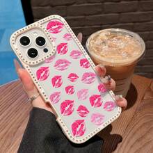 Kiss Marks Mobile Phone Case, Designed With Vibrant Pink And Red Lip Print Design, Suitable For IPhone 16, 15, 14, 13, 12 And 11 Pro Models, Made Of TPU Material, And Provides Shockproof Protection. Perfect For Family, Friends, Children, Birthdays, Spring, Holidays, Boyfriends, Girlfriends, And Valentine's Day Gifts. - 白色CZ22 - 查看 6