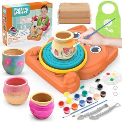 CYPNOLKBV Torno De Cerámica Para NiñosKit Completo De Pintura Y Manualidades.Juguetes Infantiles Adecuados Para Niños Y Niñas Un Regalo Perfecto Para Cumpleaños Halloween O Navidad. Naranja - CachorroFashion
