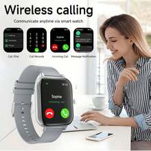 SIMSONLAB 2025新款智能手表，兼容安卓/iOS系统，1.83英寸男女通用智能手表，简约设计，支持通话功能（接听/拨打电话）、计步器、卡路里追踪、多种运动模式健身追踪器、音乐播放器、通知提醒，时尚可穿戴设备 - 彩色 - 查看 5