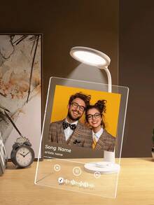 1pc Customized Plaque, Personalized Couple Photo Plaque, Customized Music Plaque, Unique Gift For Women, Romantic Music Art Gift, Anniversary Gift, Valentine's Day Gift, Birthday Gift, Wedding Gift, Mother's Day Gift, Father's Day Gift - Multicolor - View 3