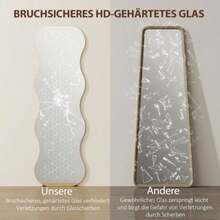 Full-Length Frameless Mirror, Wooden Base, Can Be Positioned As Desired, Wavy Shape, Black - White - View 6