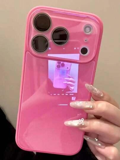 Luxury Solid Glossy Glass Phone Case, Suitable For 17 Pro Max, 16, 15, 14, 13, 12, 11 Pro Max, Lens Protection, Shock-Resistant Frame, Hard Back Cover