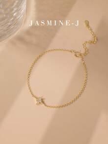 这款S925纯银八角星链手链，镶嵌锆石，简约优雅，尽显高端气质，适合女性日常佩戴。它将是送给她的完美礼物。 - 彩色 - 查看 2