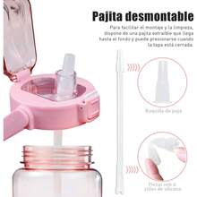 CYPN2L Botellas de Agua DeportivasBotella de Agua con Cubierta Protectora de Taza Pajitas y Mango Fáciles de Transportar No Filtren Agua sin BPA Para Entrenamiento Viajes Oficina RosaFashion - Rosa - Ver 5