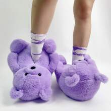 One Size Fits All, Suitable For Both Men And Women.,Teddy Bear Slippers,A Pair Of Fun And Quirky Cartoon-Themed Closed-Toe Slippers, Fun Men's Slippers, Women's Slippers, Couple Slippers, Warm Slippers, Indoor Slippers, Closed-Toe Shoes, Cute Cartoon Bear Role-Playing Shoes, Party Shoes, Fun Shoes, Quirky Shoes, Creative Shoes, Avant-Garde Cartoon Shoes, Women's Flat Home Slippers, Women's Cartoon Creative Home Slippers, Niche Design Shoes, Fashionable Home Shoes. - Màu tím - Xem 1