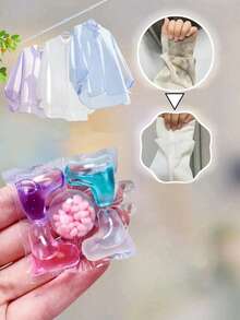 100粒/50粒/30粒/1粒 五合一洗衣凝珠，浓缩香氛衣物柔顺剂，持久留香去污剂，强效清洁洗衣珠，植物香氛，家居适用 - 彩色 - 查看 5