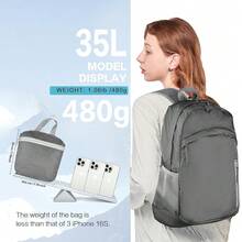 35L Mochila impermeable plegable y ligera para playa, con compartimento seco y húmedo, mochila HiFKing para hombres y mujeres, color negro - Gris - Ver 7