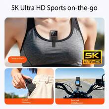 Cámara de pulgar Ultra HD 5K, Cámara corporal de 30fps, Cámara de bolsillo 5K, Cámara deportiva portátil con WiFi, Tarjeta TF de 128G, La cámara perfecta para vlogging - Negro - Ver 4