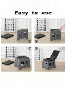 便携式折叠露营马桶 - 重型可折叠封闭式马桶，带盖和内置污物收集盒，防臭耐用PP/ABS材质，紧凑折叠设计，带提手；舒适高座，易于清洁，可装袋