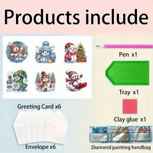 6pcs Diamond Painting Greeting Card Set, DIY Christmas Snowman Design - Includes 6 Envelopes, High-Quality Craft Paper Material, Mosaic Art Creative Postcard. Suitable As A Holiday Greeting Or To Convey Heartfelt Wishes, Expressing Warmth And The Best Wishes. - Multicolor - View 13